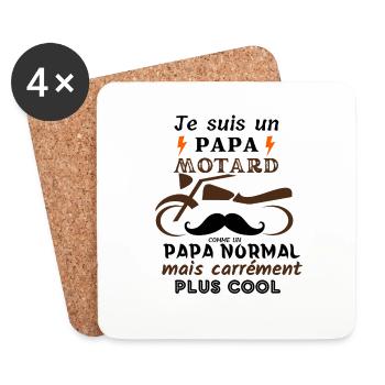 Papa motard - cadeau père moto - Dessous de verre (lot de 4) - blanc - Devant