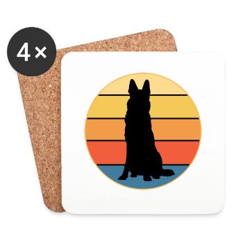 German Shepherd Dog Breed Vintage Retro Sunset - Coasters (set of 4) - white - Front
