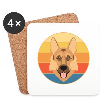 German Shepherd Dog Breed Vintage Retro Sunset - Coasters (set of 4) - white - Front