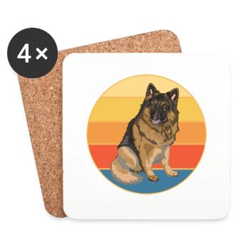 German Shepherd Dog Breed Vintage Retro Sunset - Coasters (set of 4) - white - Front