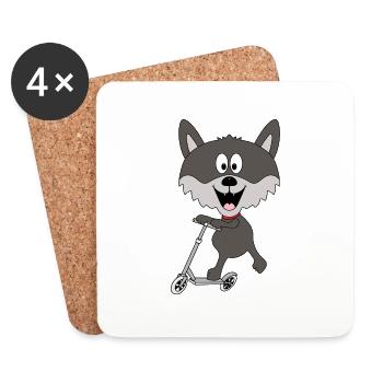 WOLF - ROLLER - TIER - TIERISCH - KIND - BABY - Untersetzer (4er-Set) - Weiß - Vorne
