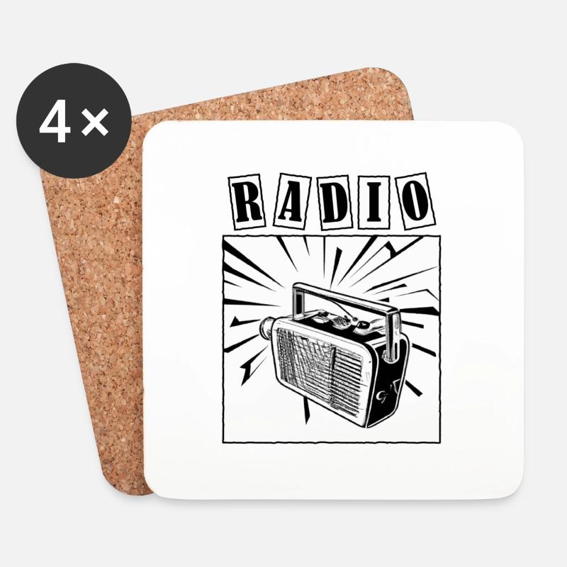 Radio Retro 2 - Untersetzer (4er-Set) - Weiß