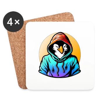Pingouin avec pull - Dessous de verre (lot de 4) - blanc - Devant