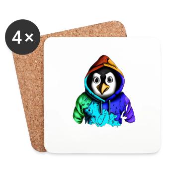 Pingouin surpris avec pull - Dessous de verre (lot de 4) - blanc - Devant