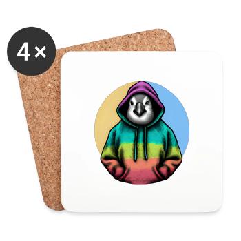 Pingouin classique avec pull - Dessous de verre (lot de 4) - blanc - Devant