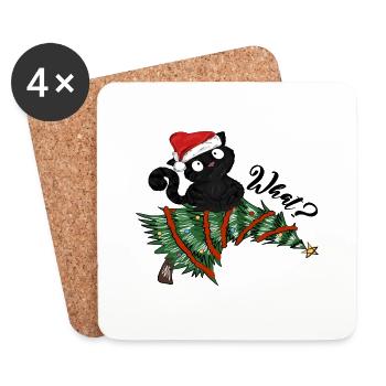 What? Cat Christmas Tree - Untersetzer (4er-Set) - Weiß - Vorne