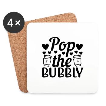 Pop the Bubbly - Dessous de verre (lot de 4) - blanc - Devant