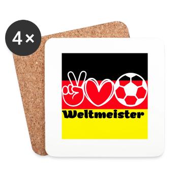Weltmeister | WM | Fussball Shirt | Deutschland - Untersetzer (4er-Set) - Weiß - Vorne