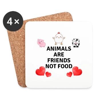 Animals are friends not food - Untersetzer (4er-Set) - Weiß - Vorne