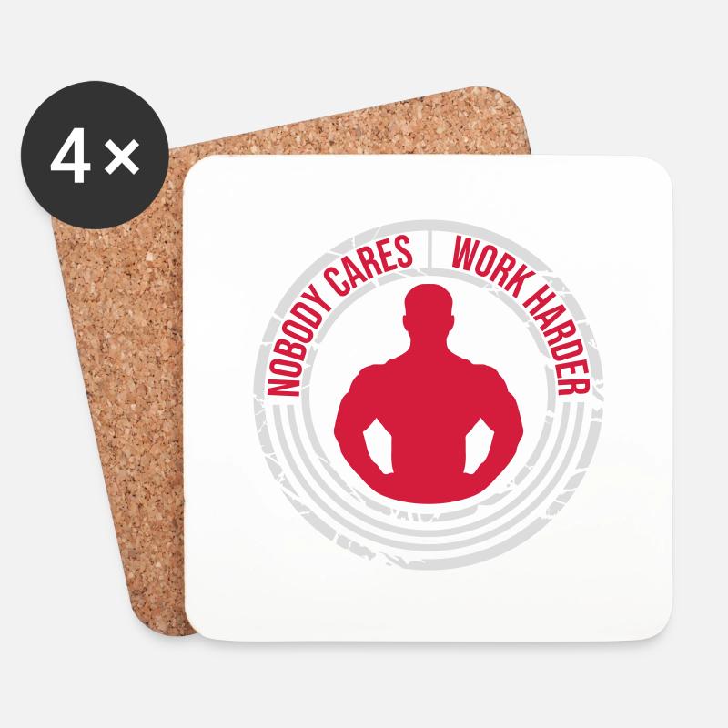 nobody cares work harder - Untersetzer (4er-Set) - Weiß