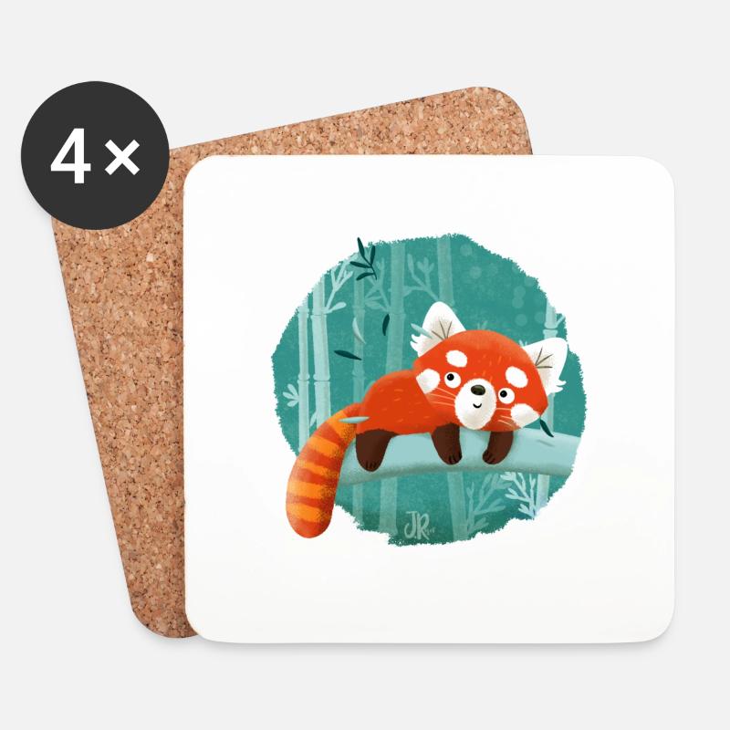 Roter Panda - Untersetzer (4er-Set) - Weiß