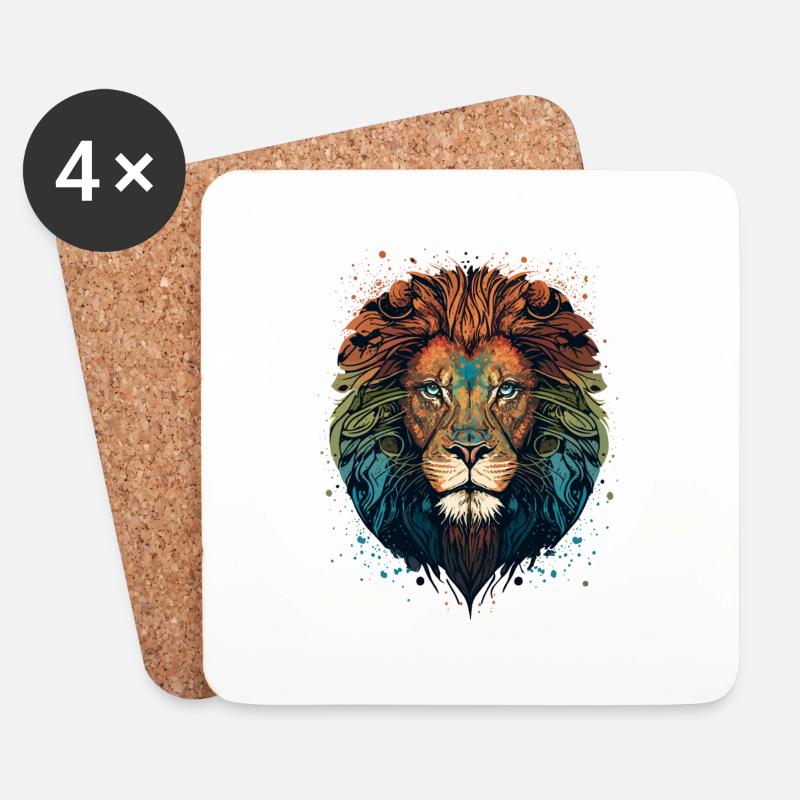 Mandala Löwe - Untersetzer (4er-Set) - Weiß