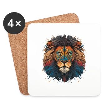 Safari Löwenkopf - Untersetzer (4er-Set) - Weiß - Vorne