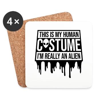Citation extraterrestre de costume humain - Dessous de verre (lot de 4) - blanc - Devant
