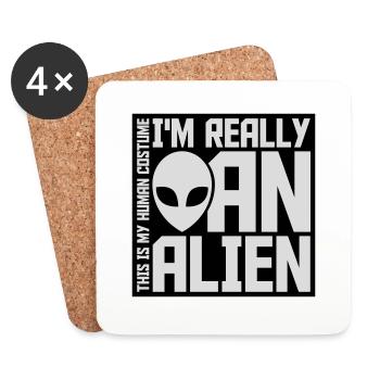 human costume alien Zitat - Untersetzer (4er-Set) - Weiß - Vorne