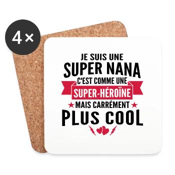 je suis une super nana / cadeau fille - Dessous de verre (lot de 4) - blanc - Devant