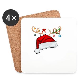 Lettre W bonnet de Noël - Dessous de verre (lot de 4) - blanc - Devant