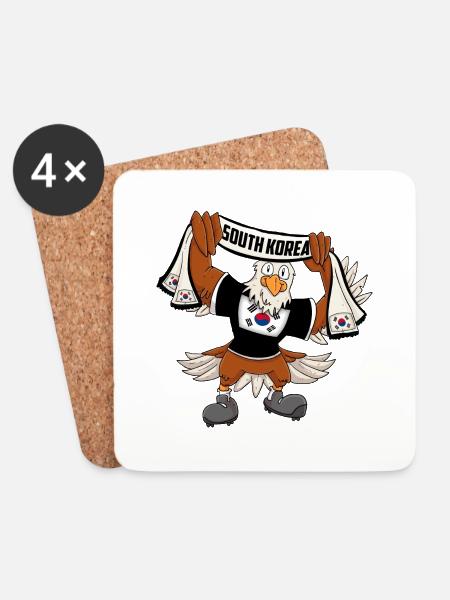 South Korean Eagle - Coasters (set of 4) - white
