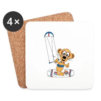 KITESURFER - KITEN - KITE - ERDMÄNNCHEN - TIERISCH - Untersetzer (4er-Set) - Weiß - Vorne