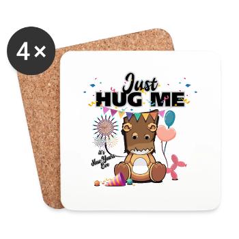 Just Hug Me - Teddy "Shy" Series New Years Eve - Untersetzer (4er-Set) - Weiß - Vorne