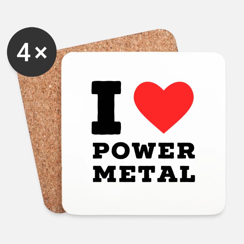 Ich liebe Power Metal - Untersetzer (4er-Set) - Weiß