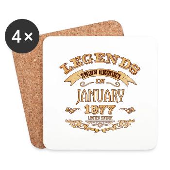 Legends are born in January 1977 - Coasters (set of 4) - white - Front