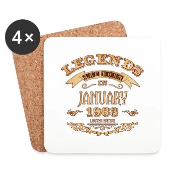 Legends are born in January 1983 - Coasters (set of 4) - white - Front