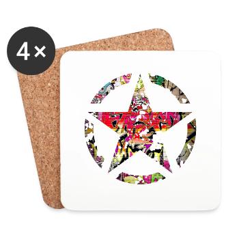 Graffiti style Splash hip hop couleurs peintre couleur - Dessous de verre (lot de 4) - blanc - Devant