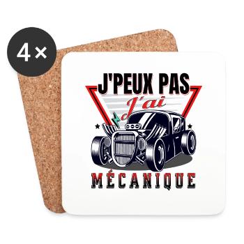 Mécanicien j'peux pas j' ai mécanique cadeau - Dessous de verre (lot de 4) - blanc - Devant