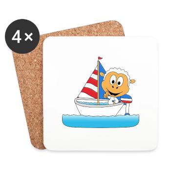 SCHAF - SEGELN - SEGLER - BOOT - SCHIFF - KAPITÄN - Untersetzer (4er-Set) - Weiß - Vorne