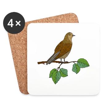 Oiseau - Dessous de verre (lot de 4) - blanc - Devant