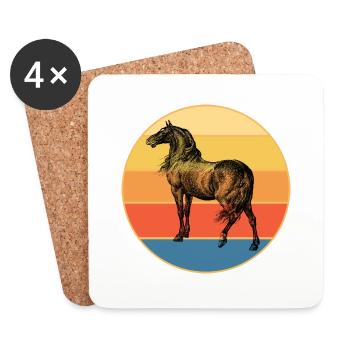 Animal Horse Vintage Retro Sunset - Dessous de verre (lot de 4) - blanc - Devant