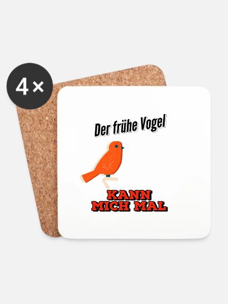 Der frühe Vogel Shirt - Untersetzer (4er-Set) - Weiß