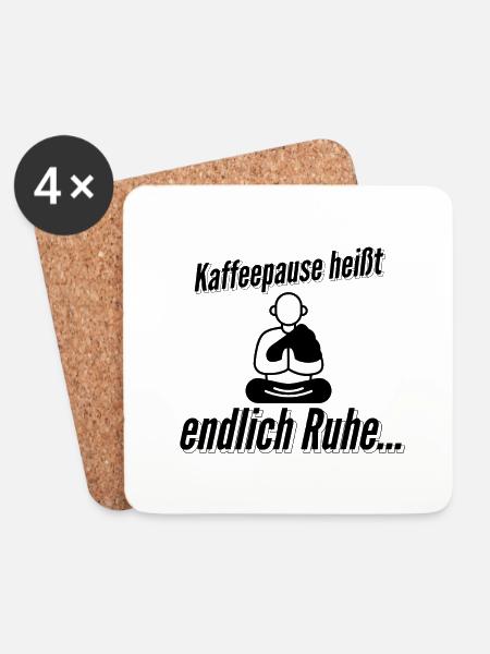 Kaffepause tasse - Untersetzer (4er-Set) - Weiß