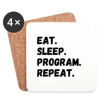 Répéter le programme Eat Sleep - Dessous de verre (lot de 4) - blanc - Devant