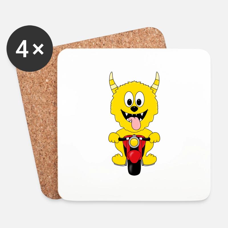 MOTORRAD - BIKER - MONSTER - TIER - TIERISCH - Untersetzer (4er-Set) - Weiß