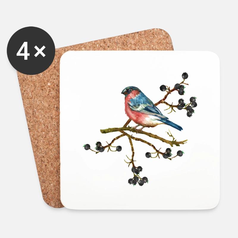 Bunter Vogel - Untersetzer (4er-Set) - Weiß