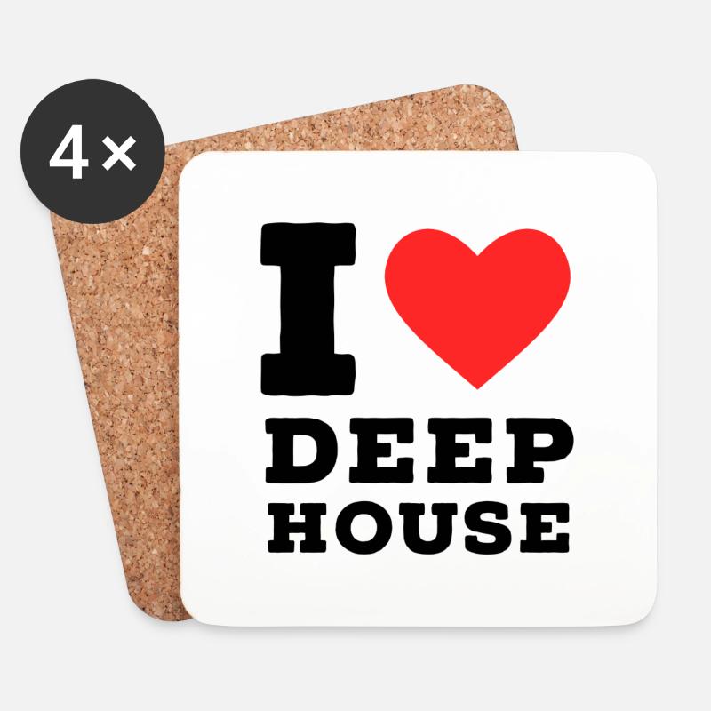 Ich liebe Deep House - Untersetzer (4er-Set) - Weiß