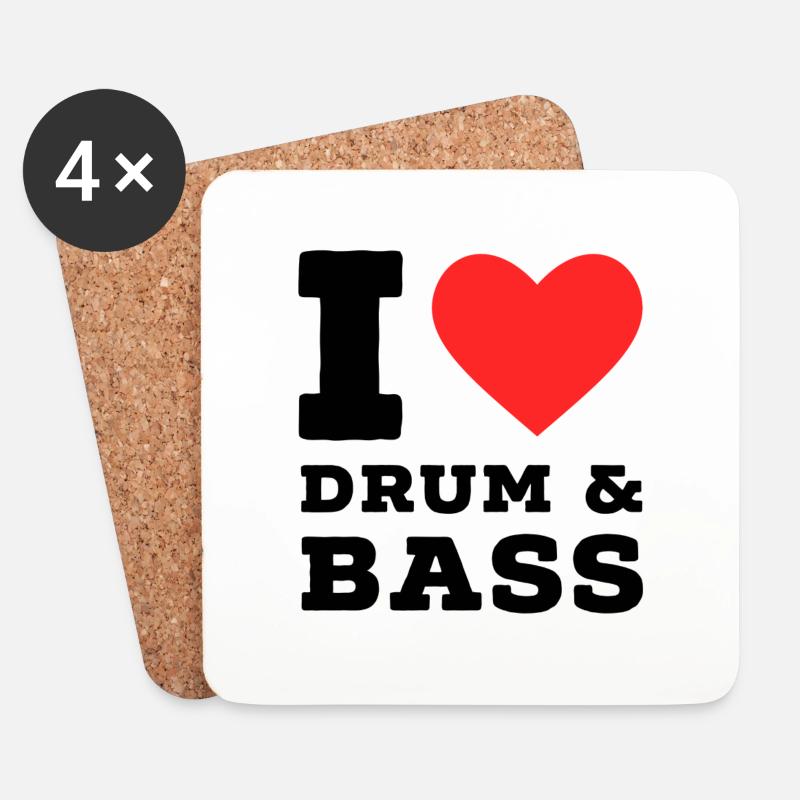 Ich liebe Drum and Bass - Untersetzer (4er-Set) - Weiß