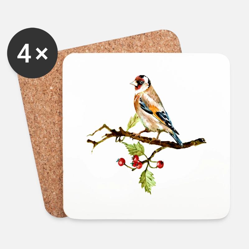 Bunter Vogel - Untersetzer (4er-Set) - Weiß