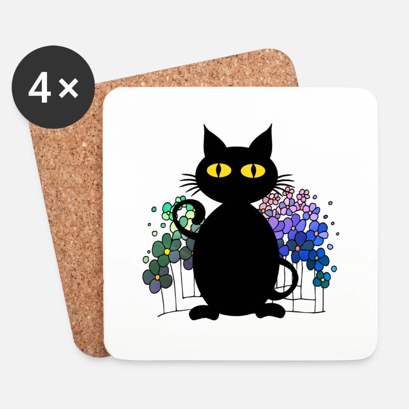 Katze - Untersetzer (4er-Set) - Weiß