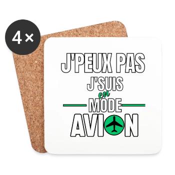 J’peux pas j’suis en mode avion - Dessous de verre (lot de 4) - blanc - Devant
