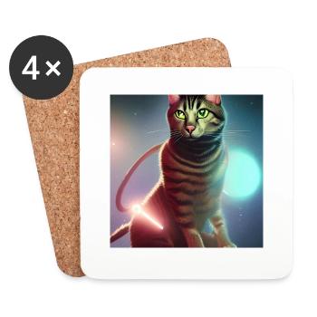 Le chat de l’univers - Dessous de verre (lot de 4) - blanc - Devant