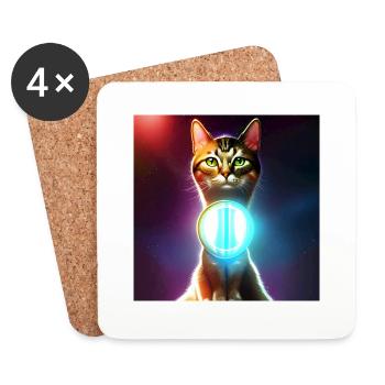 Le chat de l’univers - Dessous de verre (lot de 4) - blanc - Devant