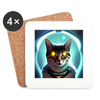 Le chat de l’univers - Dessous de verre (lot de 4) - blanc - Devant