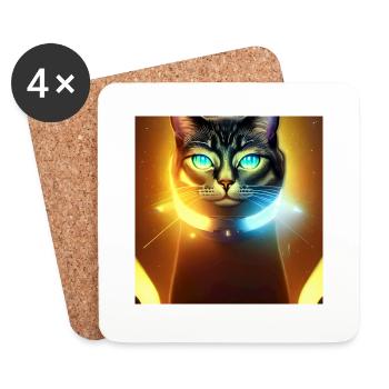 Le chat de l’univers - Dessous de verre (lot de 4) - blanc - Devant