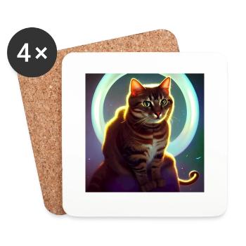 Le chat de l’univers - Dessous de verre (lot de 4) - blanc - Devant
