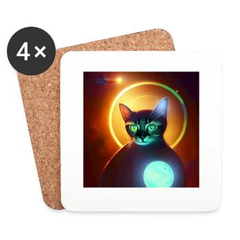 Le chat de l’univers - Dessous de verre (lot de 4) - blanc - Devant