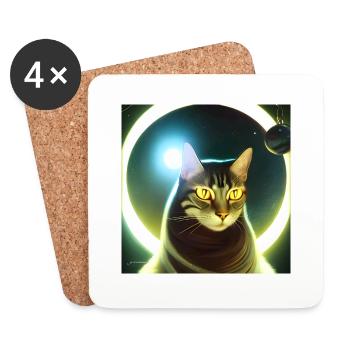 Le chat de l’univers - Dessous de verre (lot de 4) - blanc - Devant
