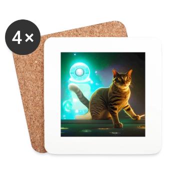 Le chat de l’univers - Dessous de verre (lot de 4) - blanc - Devant